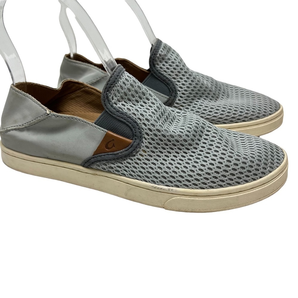OluKai Gray Mesh Slip-On Loafers